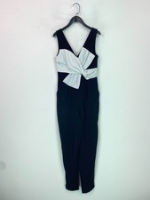 Coast Black White Colour Block Sleeveless V-Neck Tapered Leg Jumpsuit UK 8