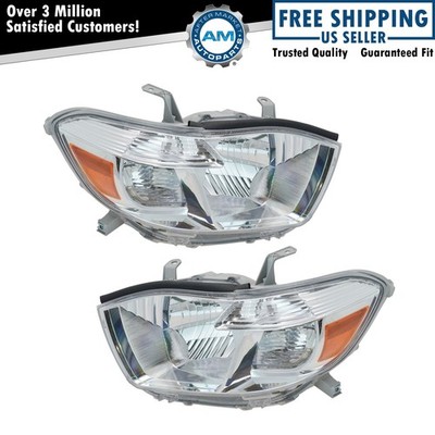 TRQ Headlight Assembly Set Fits 2008-2010 Toyota Highlander