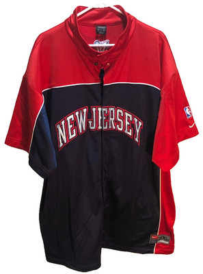 New Jersey Nets NBA Vintage Nike Button Sewn Red Blue Shooting Warmup 3XL