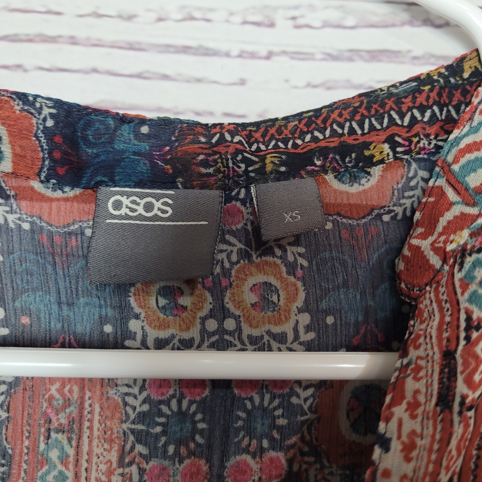 ASOS Multicolor Boho Patchwork Prairie Print V-Ne… - image 5