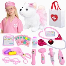 Kids Pet Doctor Kit for Toddlers, 21PCS Kids Doctor Playset with Plush Dog, M...