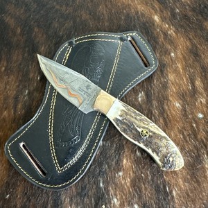 970 Blade Works Hand Made Hand copper Damascus Fixed Blade With Sheath