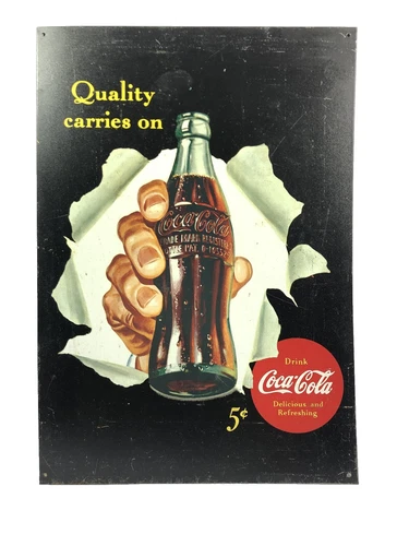 Vintage Coca-Cola Metal Sign 5 Cent Soda Advertising Decor Wall Art Collectible