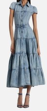 Alice + Olivia Women's Blue Patsy Denim Midi Dress Size 12