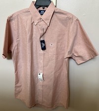 Stafford NWT 16 Short Sleeve Oxford Dress Shirt Cotton Blend Pink Button Down