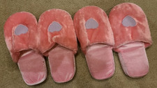 Pink Fuzzy Slippers - Soft Furry Slippers Valentines Day Purple Heart 2 Pairs