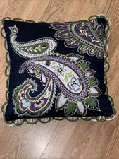 Pier One Throw Pillow Dark Blue / Ivory With Lacey Floral Pattern 17