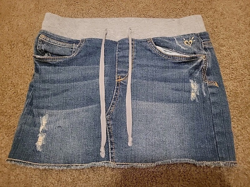 JUSTICE Jean Skirt Elastic Waist  Size 8 1/2