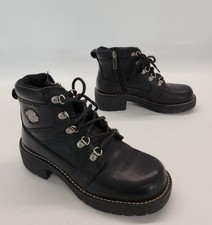 Harley Davidson Womens Lace Up Leather Ankle Boots Size 6.5