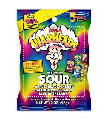 WARHEADS - Extreme Sour Hard Candy - Assorted Flavors - Sour Apple, Black Cherry