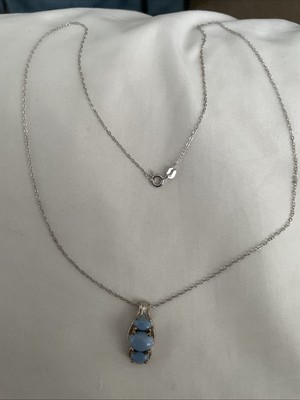 Sterling Halskette mit Anhänger 19'' schöne blaue Steine gepunzt STS