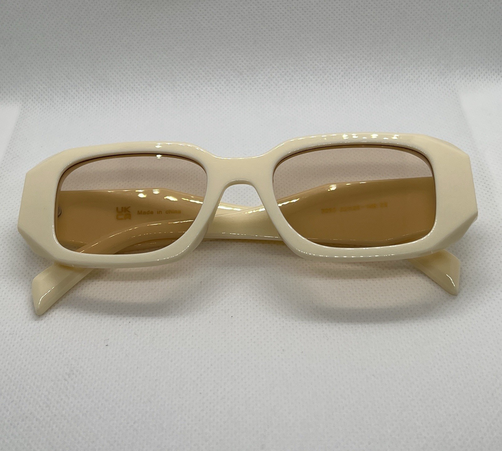 Cream Oversized Rectangular Sunglasses Beige Fram… - image 1
