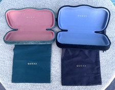 Gucci Velvet Hard-Shell Clamshell Sunglasses Eyeglasses Case Pouch Green Black