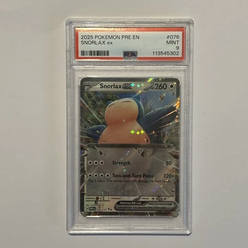 2025 Snorlax EX 076/131 Prismatic Evolutions PSA Graded 9 Pokemon TCG Card