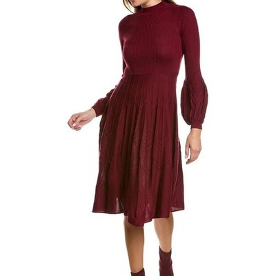 Diane Von Furstenberg Dillan Knit Midi  Dress Size Medium in Cabernet NWT
