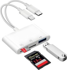 SD Card Read for iPhone, USB C Micro Adapter, Memory White