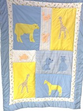 VTG Handmade Baby Quilt Blanket Pastel Appliqu  Animals Crib Toddler 3 X 4 Ft