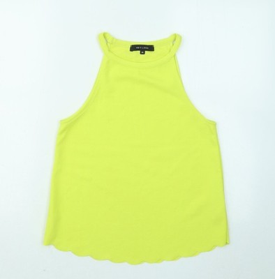 New Look Damen gelb Polyester Basic Tank Größe 10 Rundhalsausschnitt