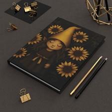 Sunflower Gnome Personalized Name Hardcover Journal  Matte Notebook
