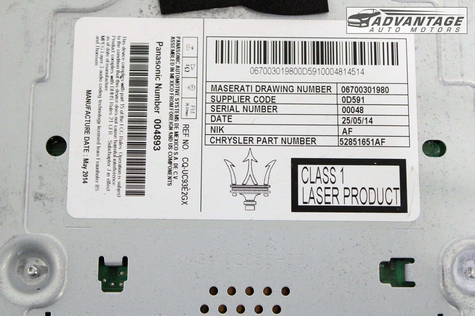 14-17 MASERATI QUATTROPORTE AUDIO MEDIA RADIO RECEIVER CD DISC PLAYER MODULE OEM