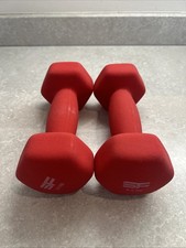 Pair of 2.5kg Red Weights Gym Fitness Strength Training Dumbbells