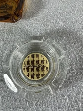 Holiday Inn Glass Ashtray Hotel Advertisement MCM Retro Beige Round Vintage