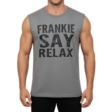 FRANKIE SAY RELAX Gray Graphic Muscle Tank Vi...
