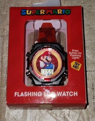 Nintendo Super Mario Flashing LCD Digital Watch Red Plastic Flashing Lights NEW