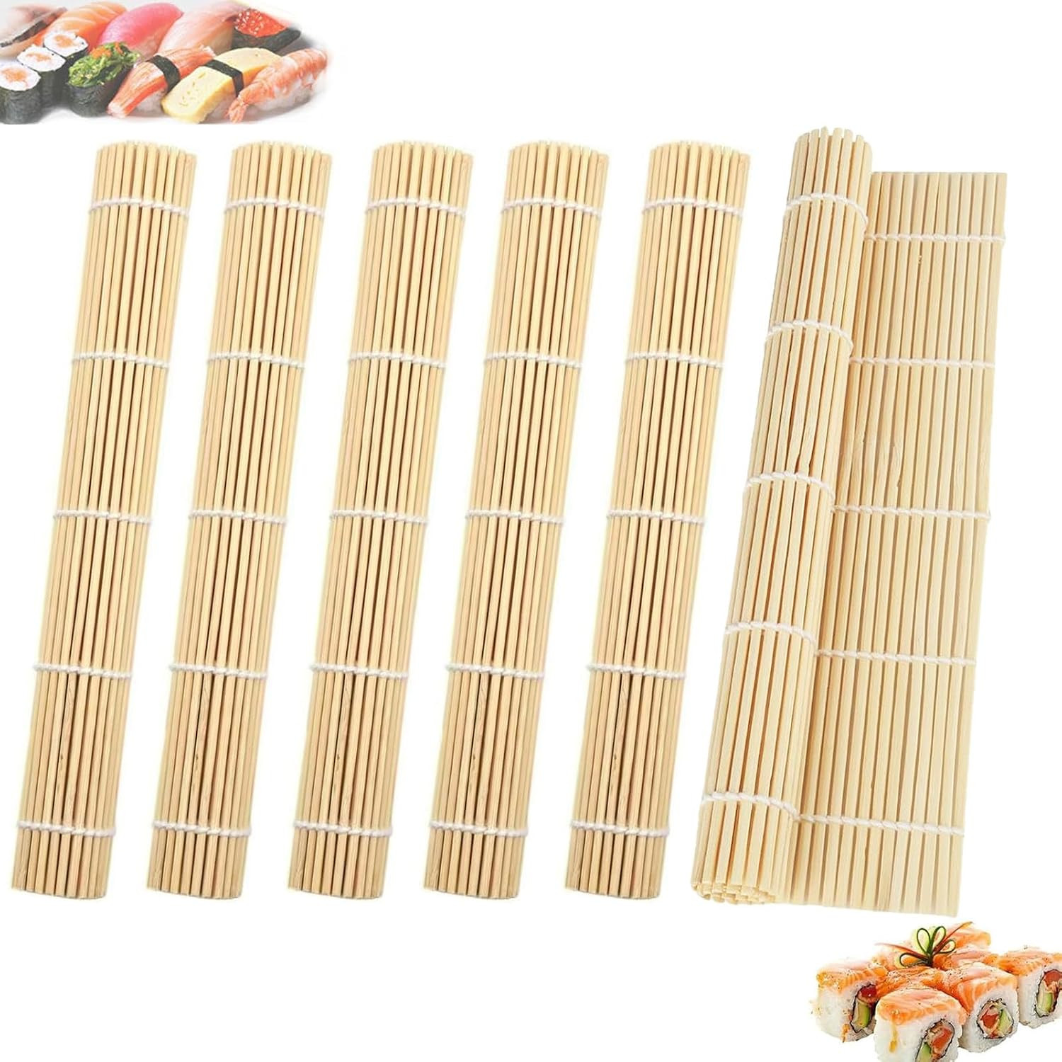 Sushi Rolle Set für Anfänger aus Bambus 6er Pack für Picknick und Party