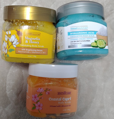 Global Beauty Care Body Scrub Set 3x6oz Hyaluronic Acid Niacinamide Brightening