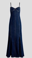 Alice + Olivia Navy Denim Maxi Dress with Halter dress