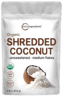 Organic Shredded Coconut Flakes, 4Lbs | Raw Unsweetened Flavor, Medium Sized | G
