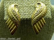 Vintage Gold Tone 1980's Styled Feather Wing Post Earrings