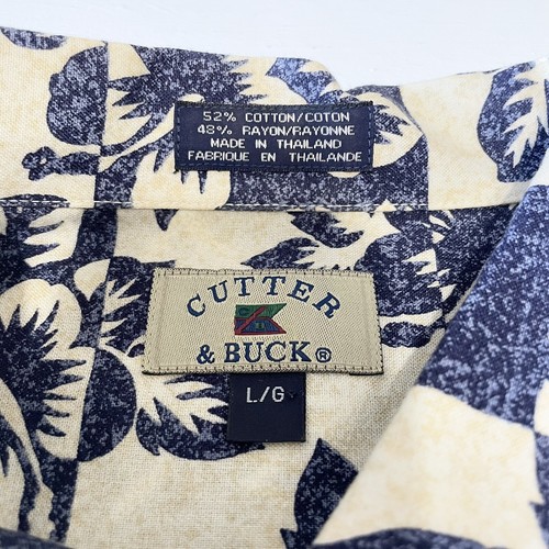 Cutter and Buck Men's size Large Hawaiian Button Up Short sleeve shirt floral - Picture 5 of 9