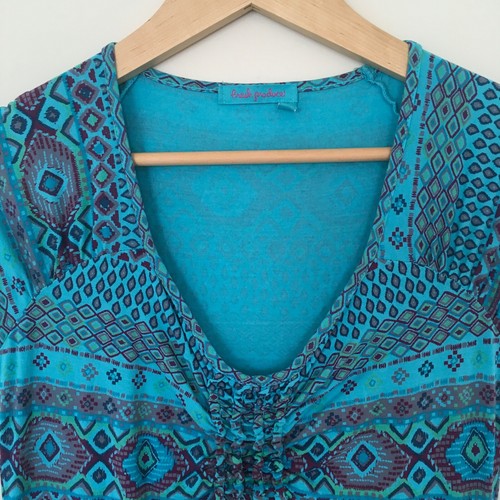 Fresh Produce Geo Stamped Emma Dress Size XS Blue Aztec Print Coastal Cowgirl - Picture 2 of 10