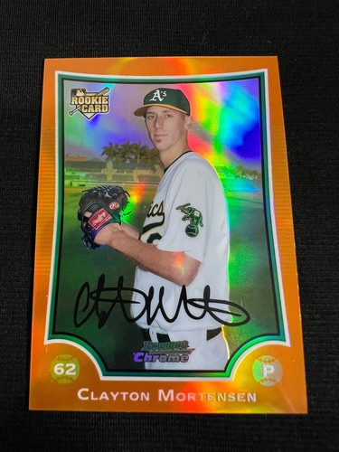 CLAYTON MORTENSEN 2009 Bowman Chrome Draft #BDP38 Orange Refractor RC #14/25