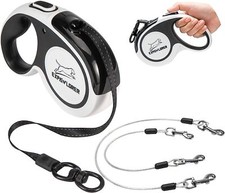 EXPAWLORER Chew Proof Retractable Dog Lead - Reflective Dual Extendable Dog Lea