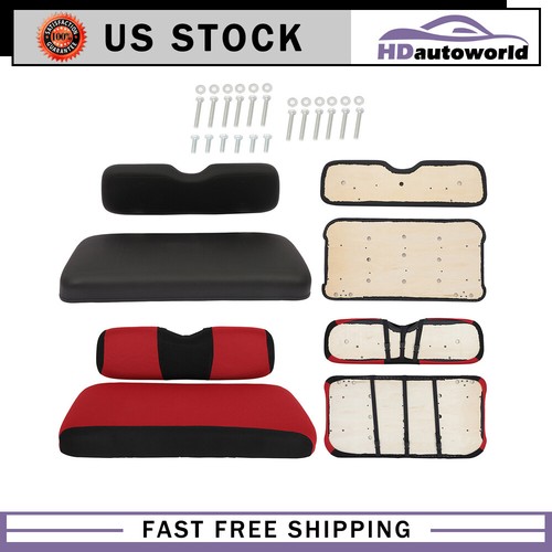 Fit For E-Z-GO TXT Black Golf Cart Front Cushion Set with Cushion Cover Free