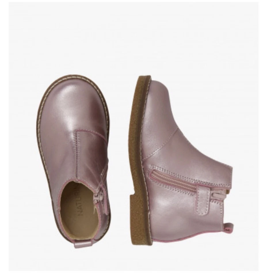 Botas de tornozelo Naturino Daisie couro rosa novas com etiquetas - Tamanho 10.5 - Imagem 3 de 4