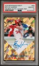 2016 Bowman’s Best 1996 Autographs Bryce Harper Atomic Refractor 18/25 PSA 10