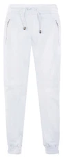 Mens Real Leather Trousers White Napa Sweat Track Pants Zip Jogging Bottom 