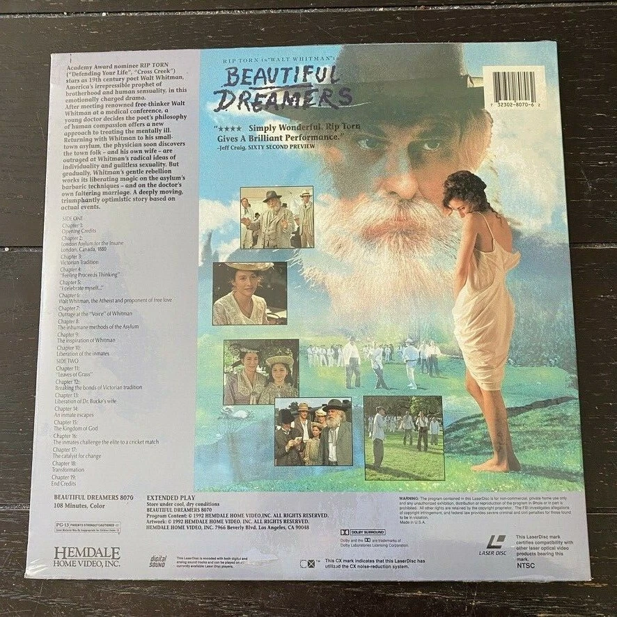 Beautiful Dreamers Rare Bio Docudrama Laserdisc 1990 Rip Torn Walt Whitman 8070 - Image 2 of 2