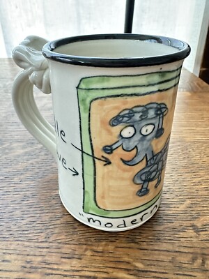 Tom Edwards Handmade Pottery Mug Modern Folklore Poodle In Microwave Signed HTF