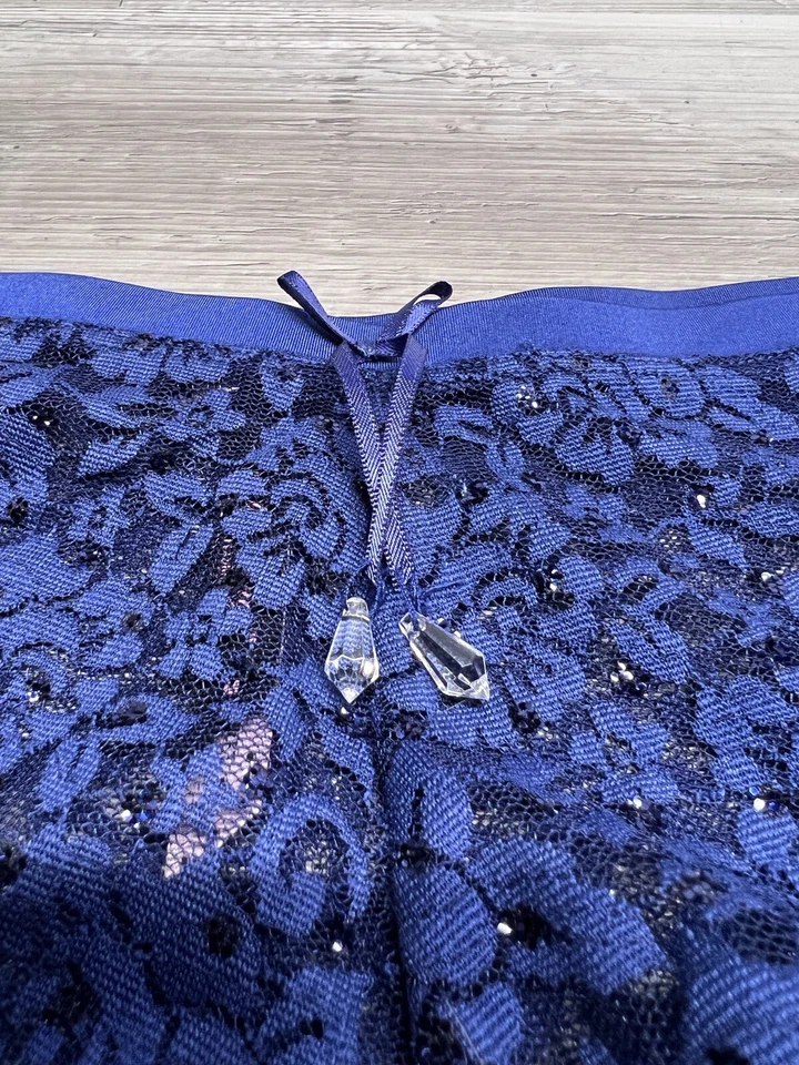 PB-8 Vintage Azul Victorias Secret Bragas Descaradas Sexy Pequeña Cosa Bling Encaje M Foto 3 de 4