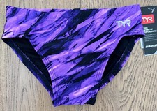 TYR Boy's Youth 22 SMALL Purple Swim Suit Racer Brief Speedo Type VITRIC New