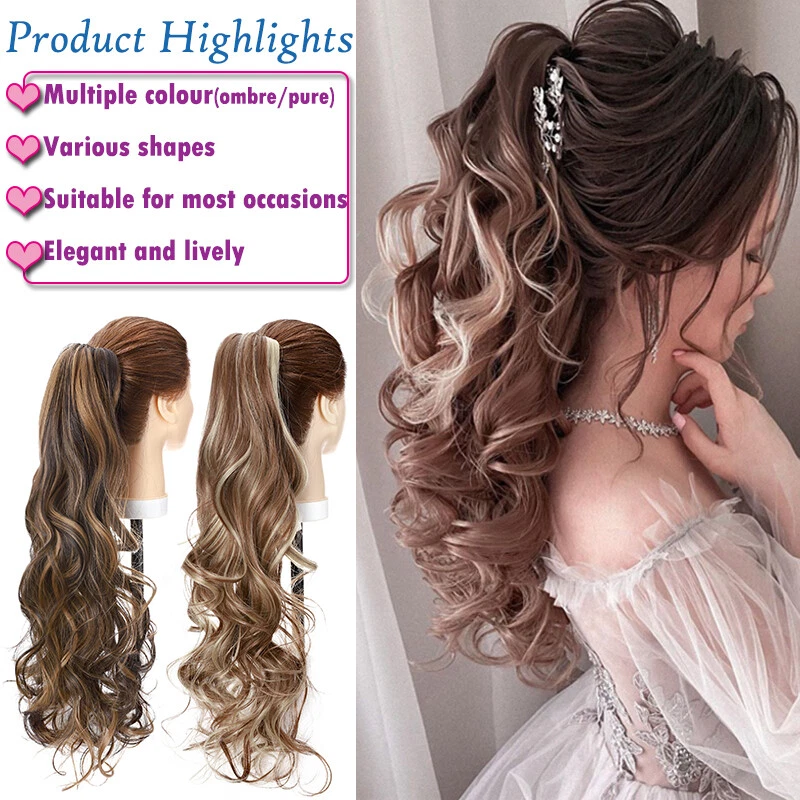 100% Thick Ponytail Hairpiece Claw Clip Long Wavy Curly Pony Tail Hair Extension - Image 3 of 4