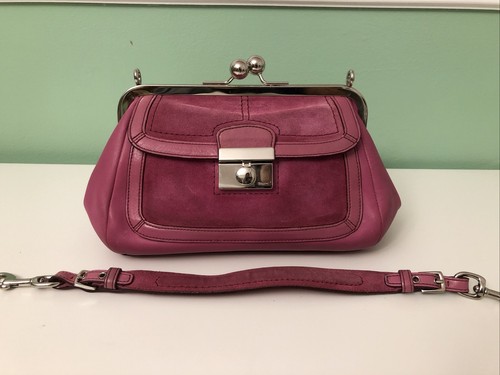 COACH 9734 PINK LEATHER SUEDE KISSLOCK 