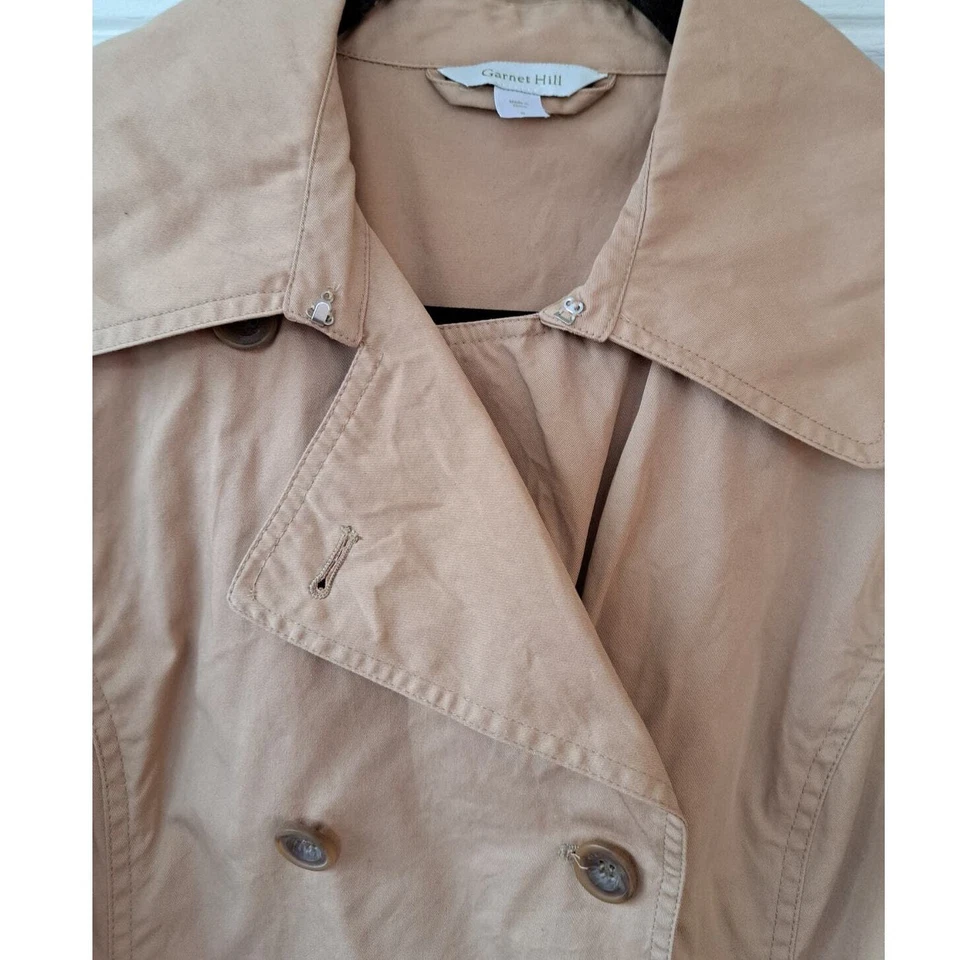 Chaqueta Abrigo Garnet Hill Para Mujer Tostado Trench Pea Talla 6 Algodón Doble Pecho   Foto 3 de 4