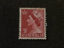 1956 AUSTRALIA QUEEN ELIZABETH DEFINITIVES NO WMK 3½D RED QEII - USED
