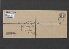 GB Stationery STO QEII 1s 3d grey Registered Barclays Bank Envelope used H&B RS8